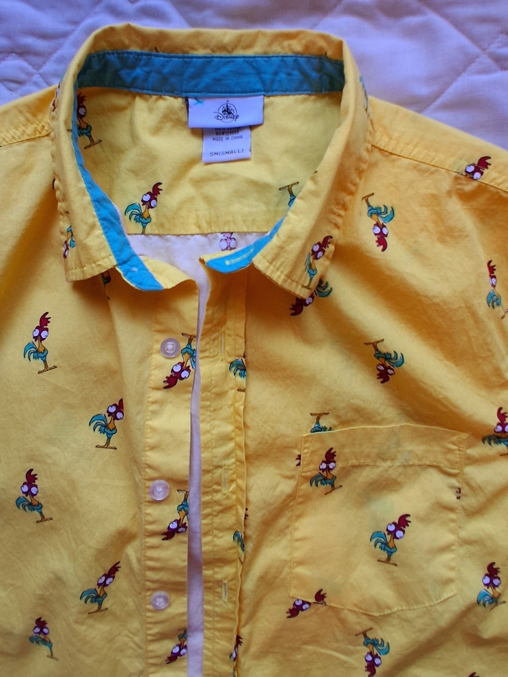 Moana Yellow Rooster-Print Short Sleeve Shirt